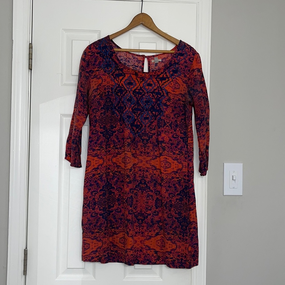 SOLD Ecote Urban Outfitters Red Tribal Print Embroidered Boho Mini Dress